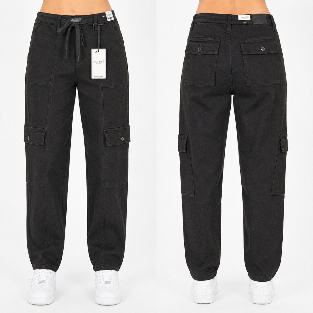 Judy Blue Womens High Waist Cargo Jogger Pants Black JB88910 BK Size 13/31 NWT